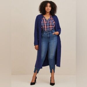 Torrid Bombshell Blue Skinny Cropped Jeans for Women Front Seam Size 10P